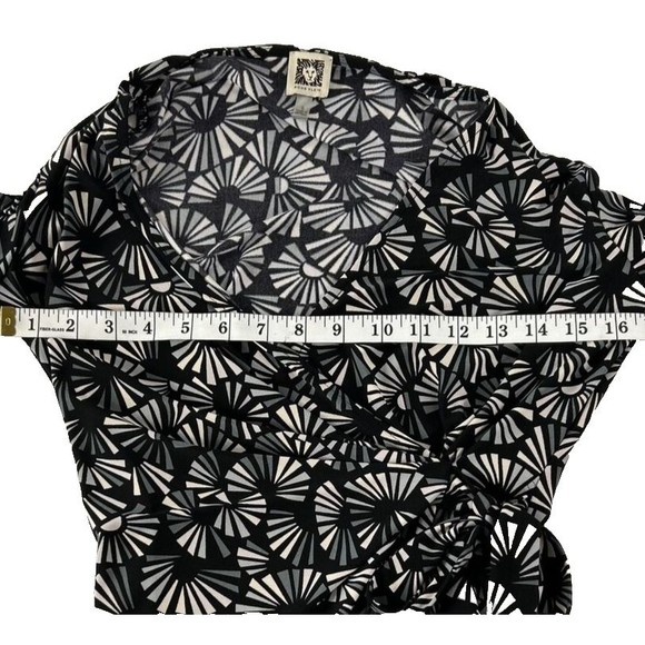 Anne Klein Size Small Black Gray‎ Faux Wrap Dress Geometric Body Con Career - Picture 8 of 11
